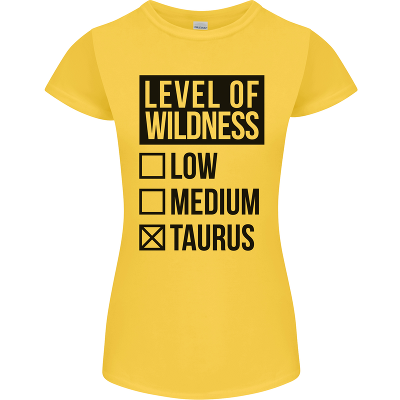 Levels of Wildness Taurus Womens Petite Cut T-Shirt Yellow