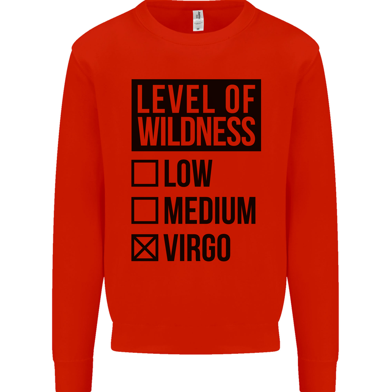 Levels of Wildness Virgo Kids Sweatshirt Jumper Bright Red