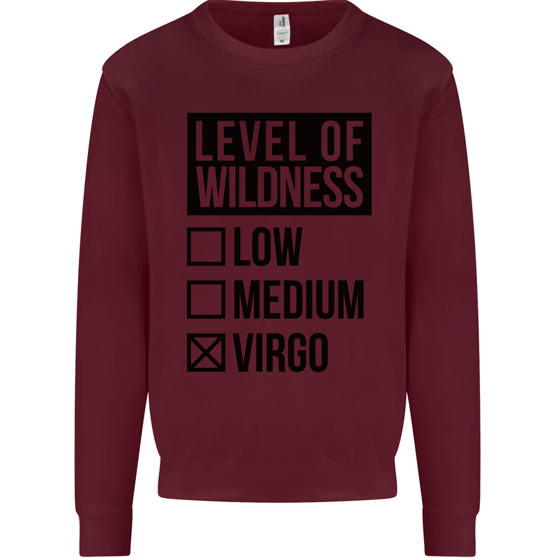 Levels of Wildness Virgo Kids Sweatshirt Jumper Maroon