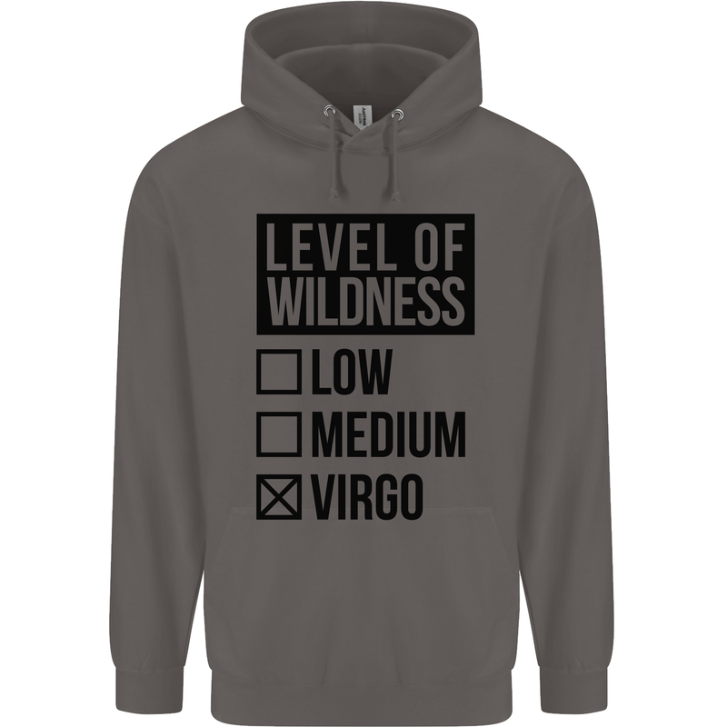 Levels of Wildness Virgo Mens 80% Cotton Hoodie Charcoal