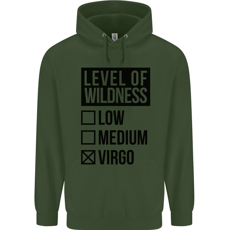 Levels of Wildness Virgo Mens 80% Cotton Hoodie Forest Green
