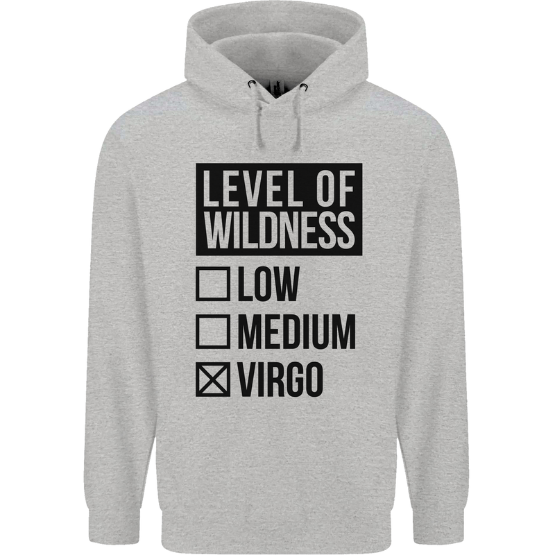 Levels of Wildness Virgo Mens 80% Cotton Hoodie Sports Grey