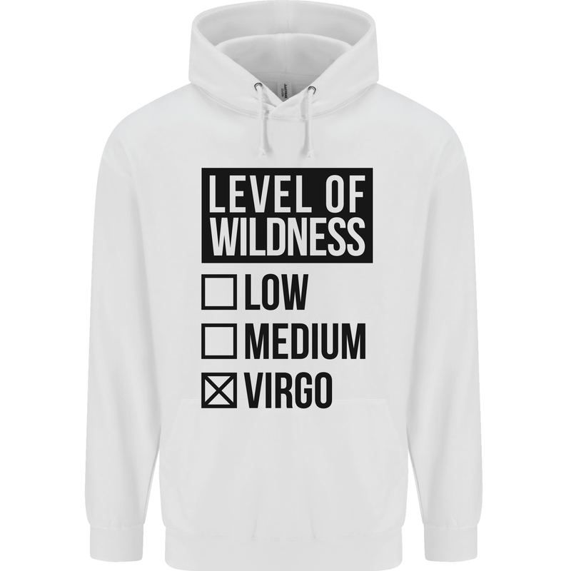Levels of Wildness Virgo Mens 80% Cotton Hoodie White