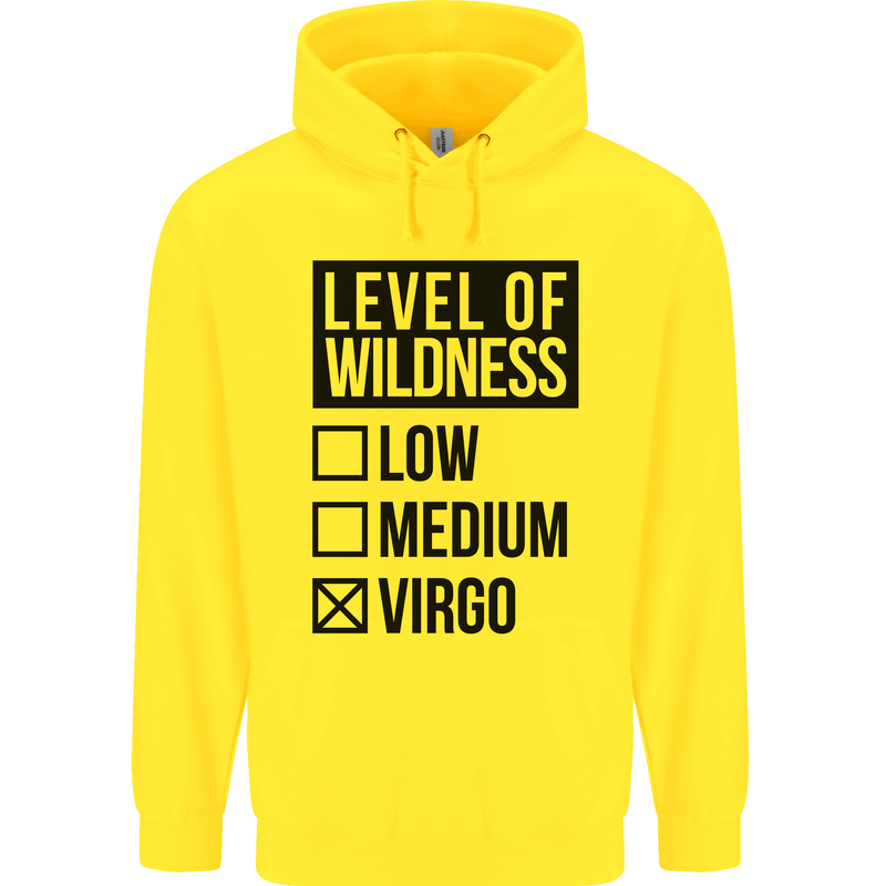 Levels of Wildness Virgo Mens 80% Cotton Hoodie Yellow