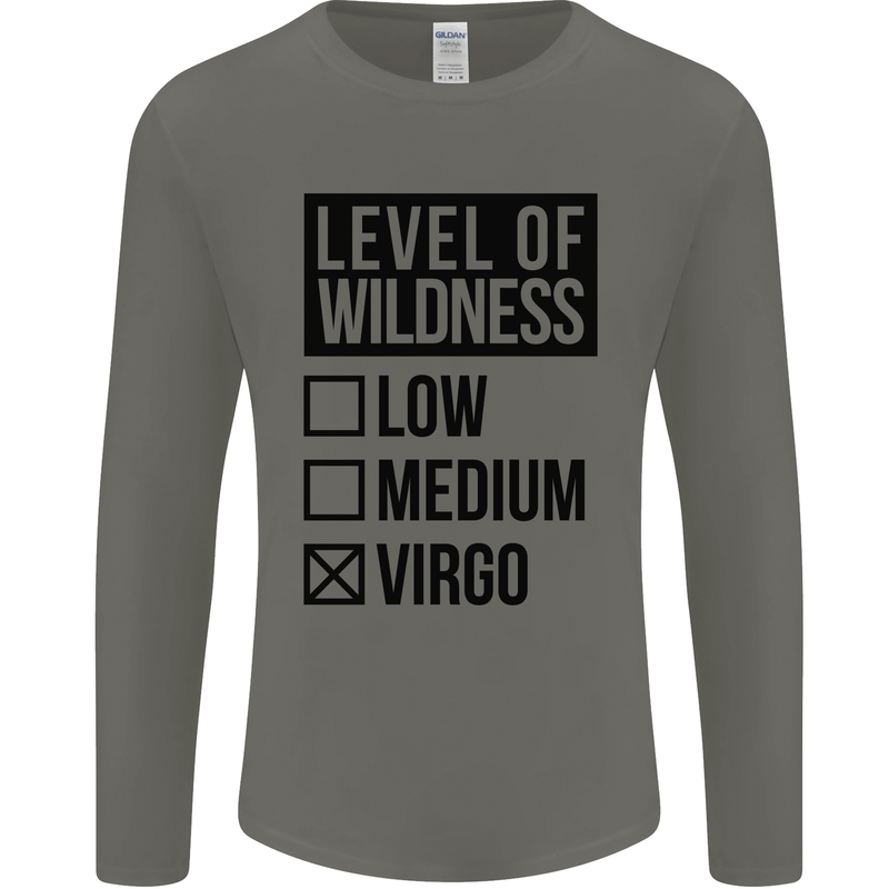 Levels of Wildness Virgo Mens Long Sleeve T-Shirt Charcoal