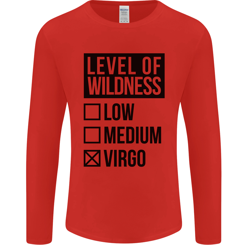 Levels of Wildness Virgo Mens Long Sleeve T-Shirt Red