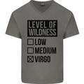 Levels of Wildness Virgo Mens V-Neck Cotton T-Shirt Charcoal