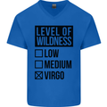Levels of Wildness Virgo Mens V-Neck Cotton T-Shirt Royal Blue