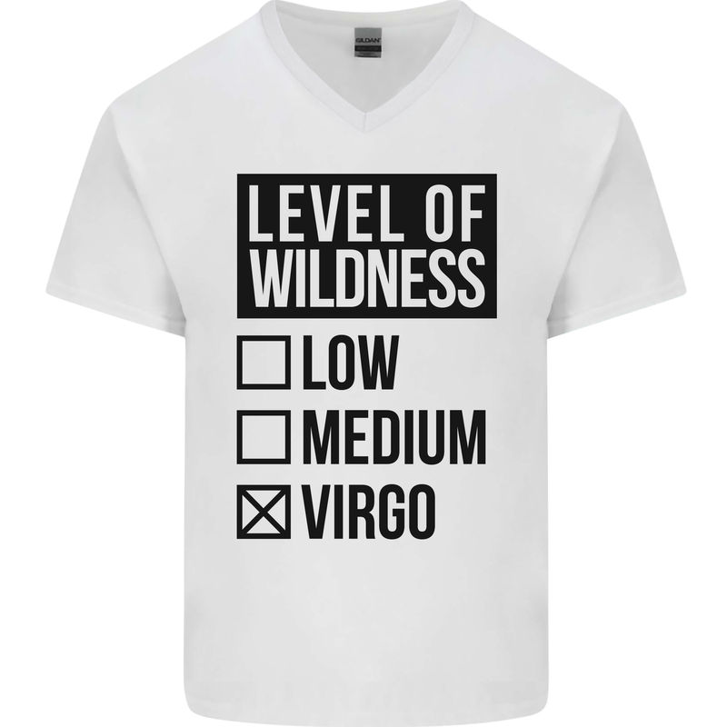 Levels of Wildness Virgo Mens V-Neck Cotton T-Shirt White