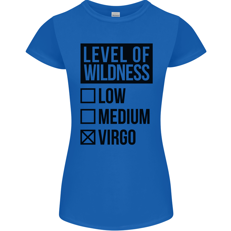 Levels of Wildness Virgo Womens Petite Cut T-Shirt Royal Blue