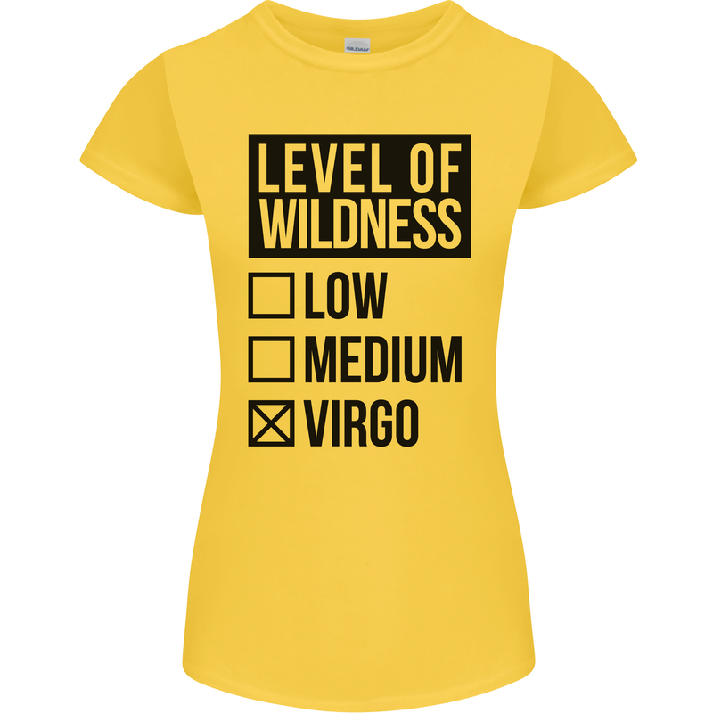 Levels of Wildness Virgo Womens Petite Cut T-Shirt Yellow