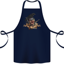 Libertad Skull Freedom Pirate Crow Raven Cotton Apron 100% Organic Navy Blue