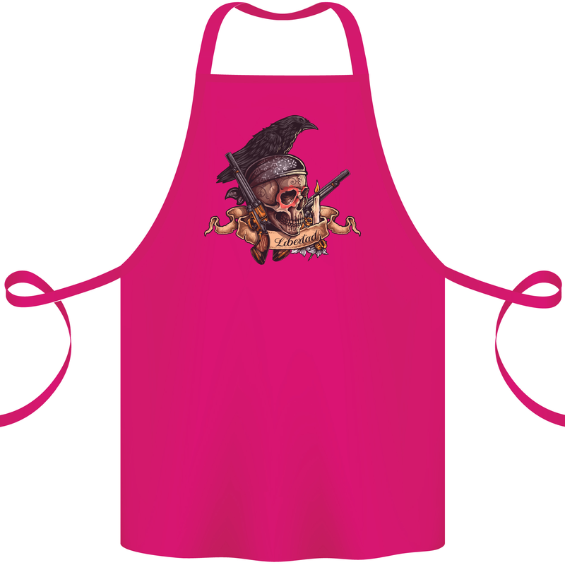 Libertad Skull Freedom Pirate Crow Raven Cotton Apron 100% Organic Pink
