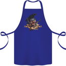 Libertad Skull Freedom Pirate Crow Raven Cotton Apron 100% Organic Royal Blue