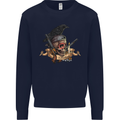 Libertad Skull Freedom Pirate Crow Raven Kids Sweatshirt Jumper Navy Blue