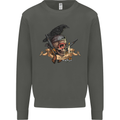 Libertad Skull Freedom Pirate Crow Raven Kids Sweatshirt Jumper Storm Grey