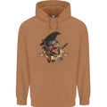 Libertad Skull Freedom Pirate Crow Raven Mens 80% Cotton Hoodie Caramel Latte