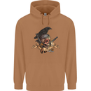 Libertad Skull Freedom Pirate Crow Raven Mens 80% Cotton Hoodie Caramel Latte