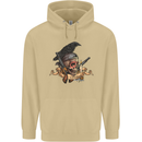 Libertad Skull Freedom Pirate Crow Raven Mens 80% Cotton Hoodie Sand
