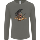 Libertad Skull Freedom Pirate Crow Raven Mens Long Sleeve T-Shirt Charcoal