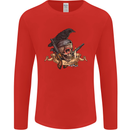 Libertad Skull Freedom Pirate Crow Raven Mens Long Sleeve T-Shirt Red
