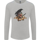 Libertad Skull Freedom Pirate Crow Raven Mens Long Sleeve T-Shirt Sports Grey