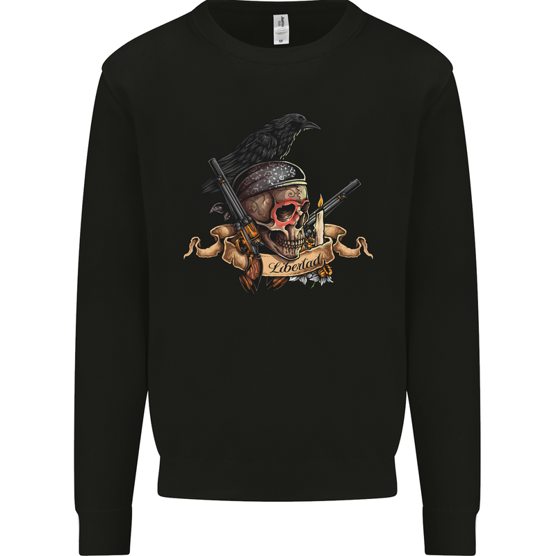 Libertad Skull Freedom Pirate Crow Raven Mens Sweatshirt Jumper Black