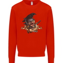 Libertad Skull Freedom Pirate Crow Raven Mens Sweatshirt Jumper Bright Red