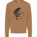 Libertad Skull Freedom Pirate Crow Raven Mens Sweatshirt Jumper Caramel Latte