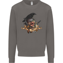 Libertad Skull Freedom Pirate Crow Raven Mens Sweatshirt Jumper Charcoal