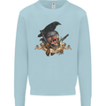 Libertad Skull Freedom Pirate Crow Raven Mens Sweatshirt Jumper Light Blue