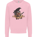 Libertad Skull Freedom Pirate Crow Raven Mens Sweatshirt Jumper Light Pink