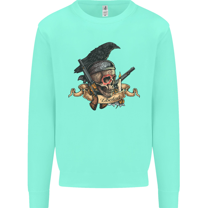 Libertad Skull Freedom Pirate Crow Raven Mens Sweatshirt Jumper Peppermint