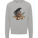 Libertad Skull Freedom Pirate Crow Raven Mens Sweatshirt Jumper Sports Grey