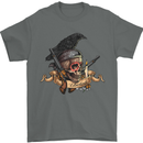 Libertad Skull Freedom Pirate Crow Raven Mens T-Shirt Cotton Gildan Charcoal