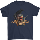 Libertad Skull Freedom Pirate Crow Raven Mens T-Shirt Cotton Gildan Navy Blue