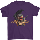 Libertad Skull Freedom Pirate Crow Raven Mens T-Shirt Cotton Gildan Purple