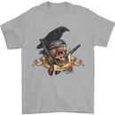 Libertad Skull Freedom Pirate Crow Raven Mens T-Shirt Cotton Gildan Sports Grey
