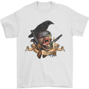Libertad Skull Freedom Pirate Crow Raven Mens T-Shirt Cotton Gildan White
