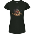 Libertad Skull Freedom Pirate Crow Raven Womens Petite Cut T-Shirt Black