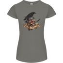 Libertad Skull Freedom Pirate Crow Raven Womens Petite Cut T-Shirt Charcoal
