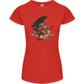 Libertad Skull Freedom Pirate Crow Raven Womens Petite Cut T-Shirt Red