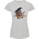 Libertad Skull Freedom Pirate Crow Raven Womens Petite Cut T-Shirt Sports Grey
