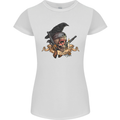 Libertad Skull Freedom Pirate Crow Raven Womens Petite Cut T-Shirt White