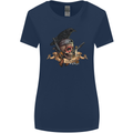 Libertad Skull Freedom Pirate Crow Raven Womens Wider Cut T-Shirt Navy Blue