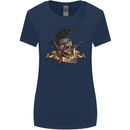 Libertad Skull Freedom Pirate Crow Raven Womens Wider Cut T-Shirt Navy Blue