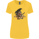 Libertad Skull Freedom Pirate Crow Raven Womens Wider Cut T-Shirt Yellow