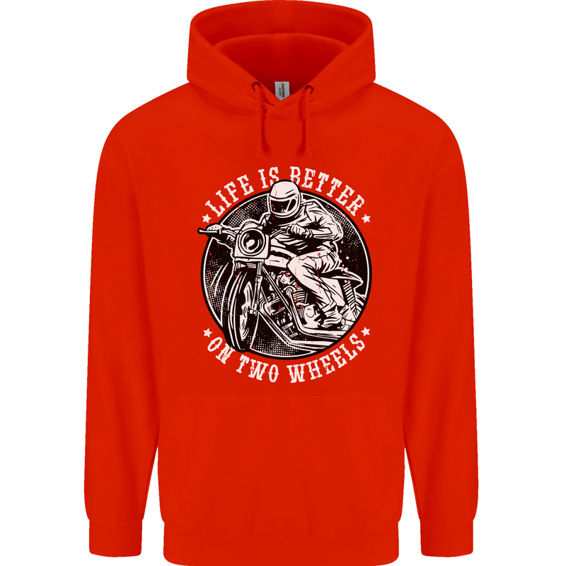 Life Is Better On Two Wheels Childrens Kids Hoodie Bright Red