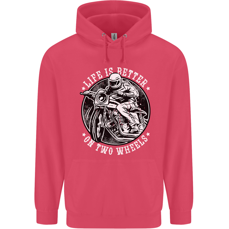 Life Is Better On Two Wheels Childrens Kids Hoodie Heliconia