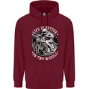 Life Is Better On Two Wheels Childrens Kids Hoodie Maroon